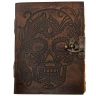 Leather Journal with Embossed Skull and Antique Paper with Deckle Edges